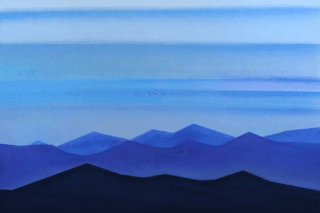 Mountain scape in shades of blue